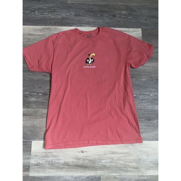 PARTY PANTS Peach Colored Toucan 'Two Cans' Screen Print Tshirt Womens Large - Picture 1 of 7